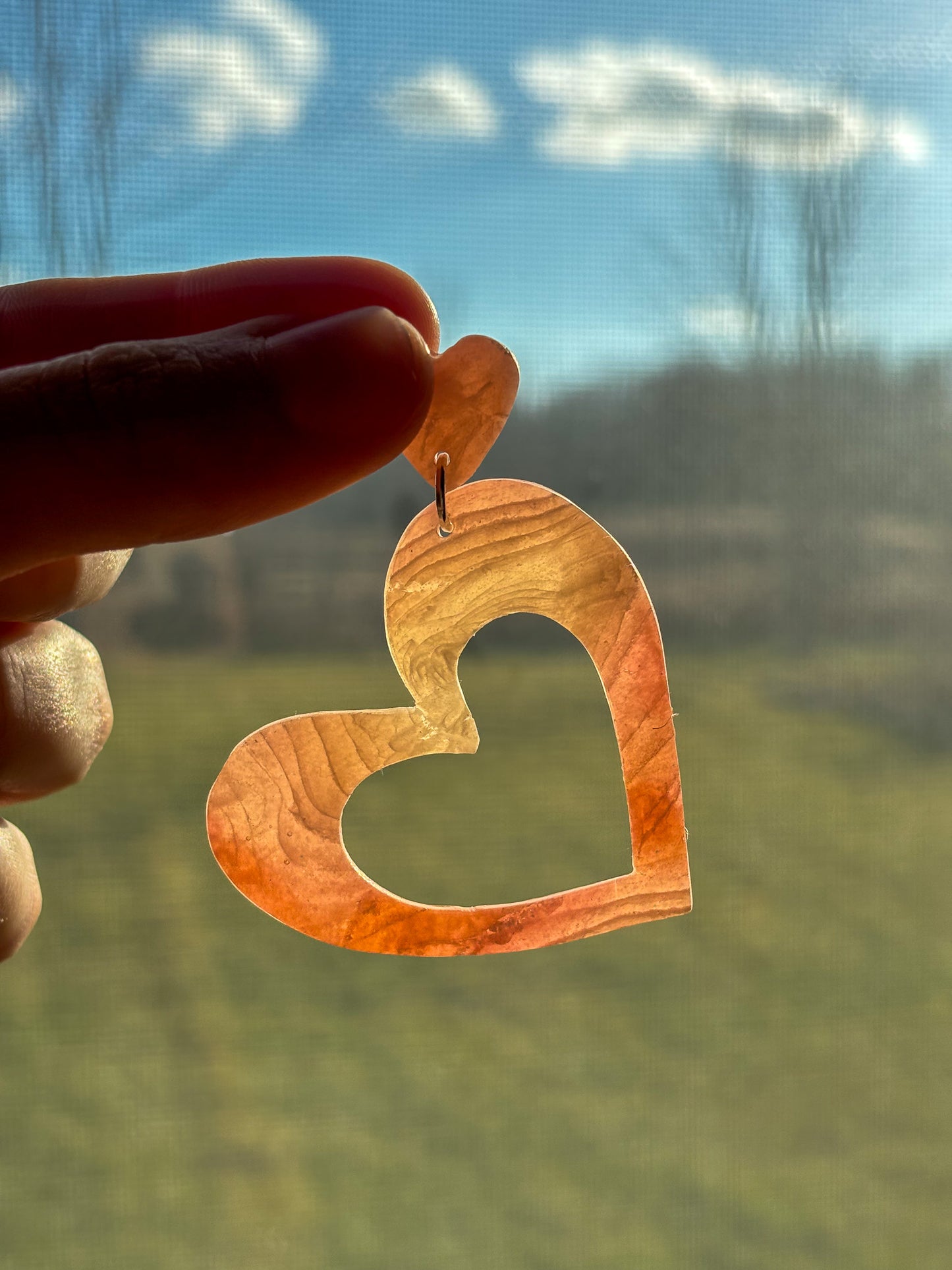 Stacked Transparent Pink Swirl Clay Stud Dangle Earrings