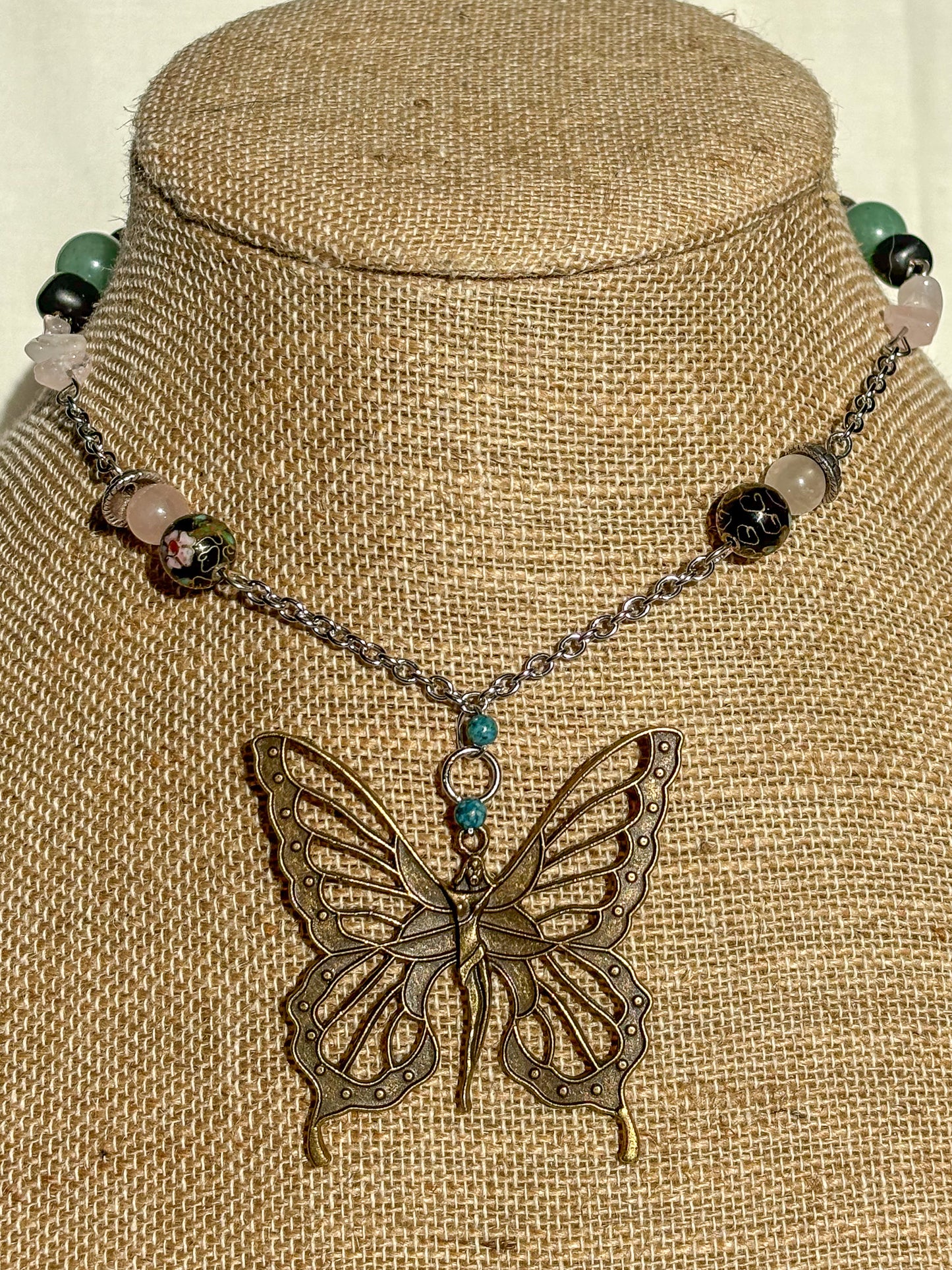 Butterfly Goddess Beaded Crystal Stone Necklace
