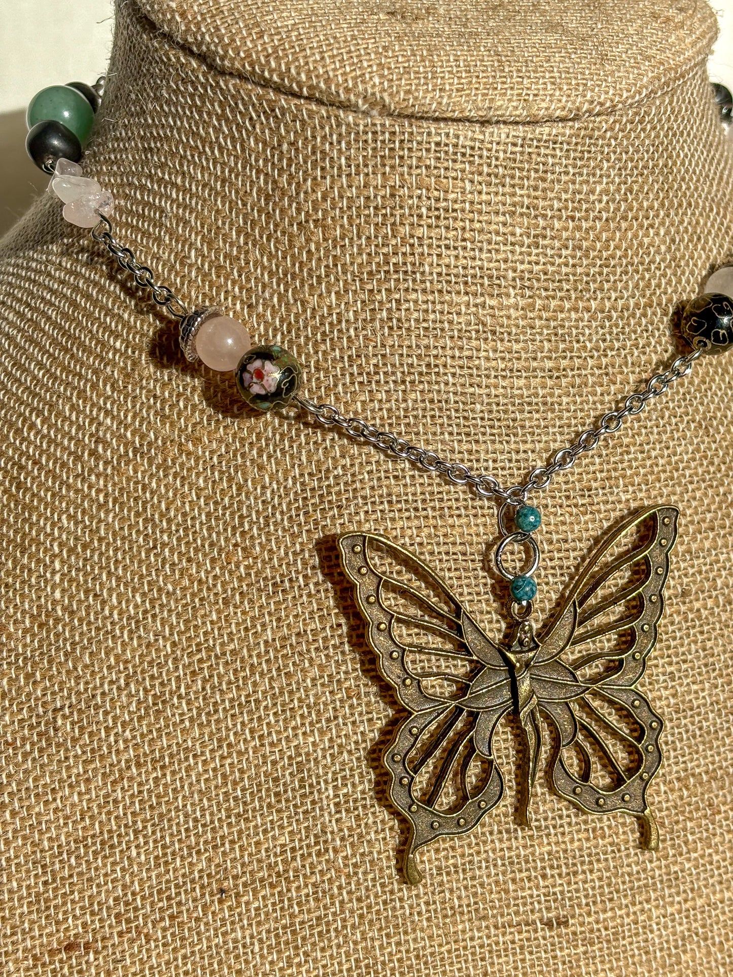 Butterfly Goddess Beaded Crystal Stone Necklace