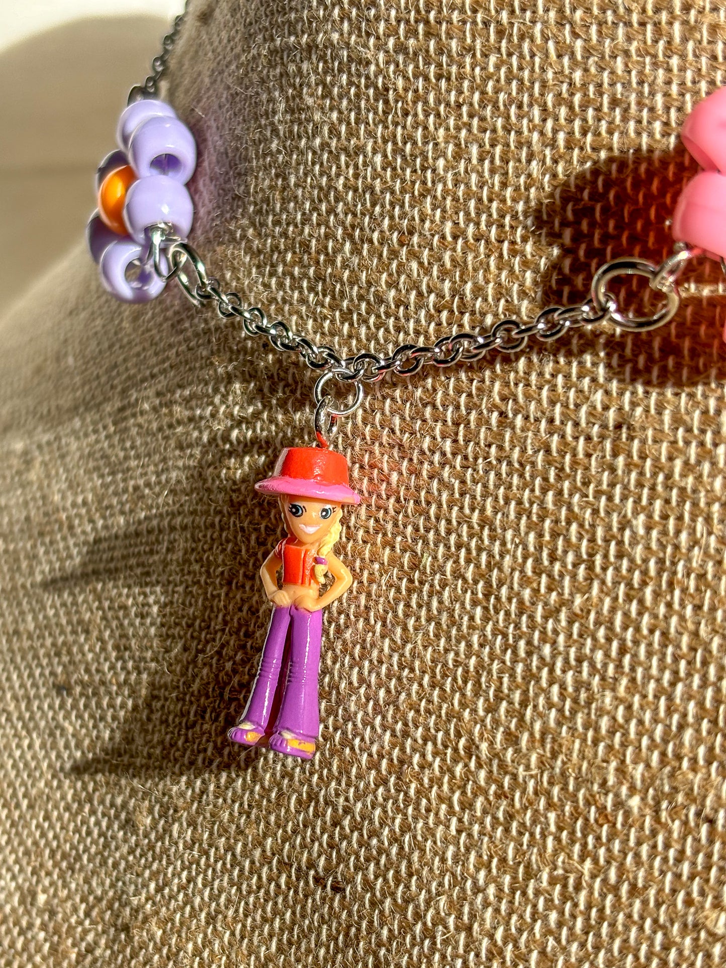 Y2K Polly Pocket Flower Beaded Necklace