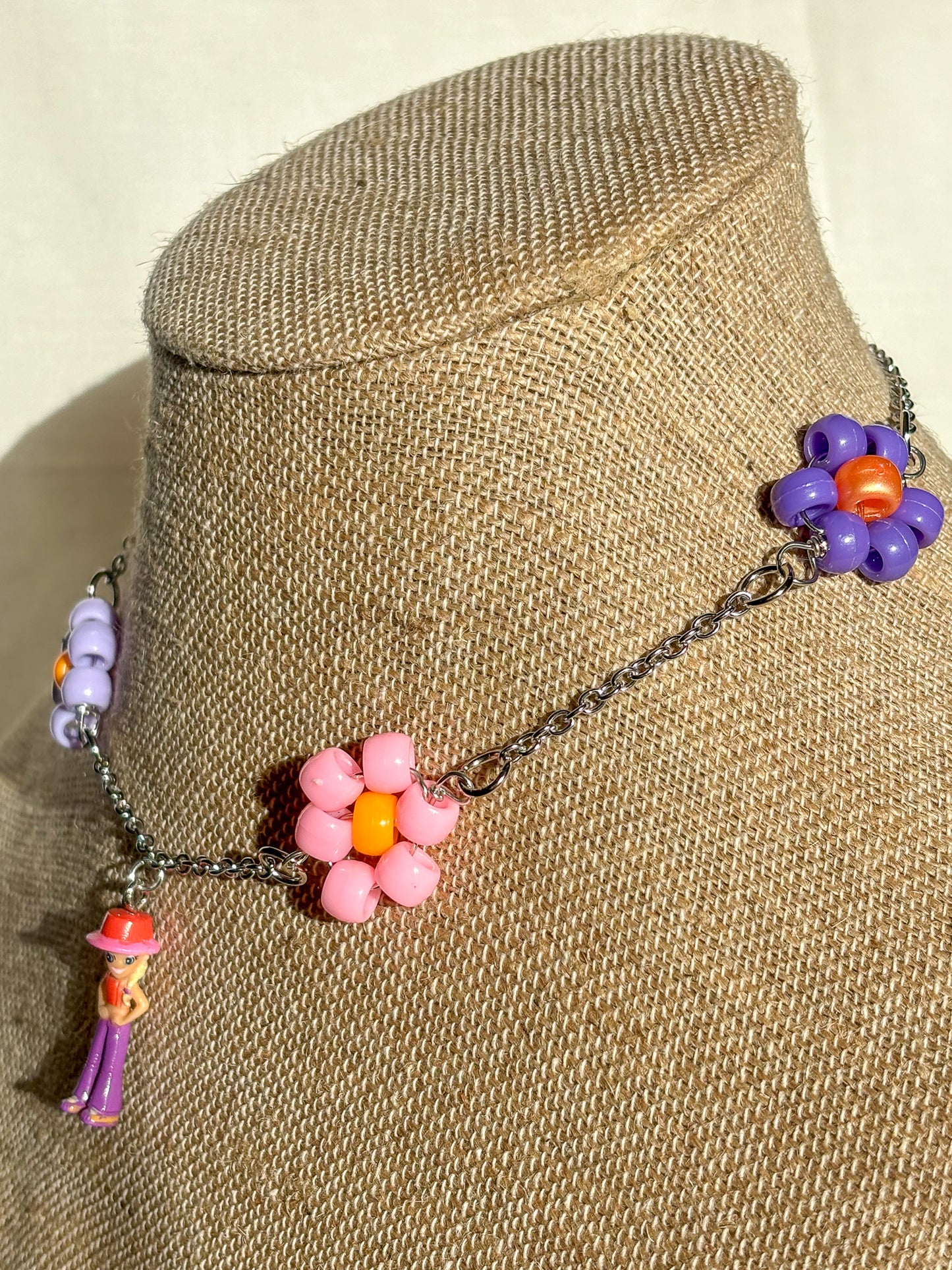 Y2K Polly Pocket Flower Beaded Necklace