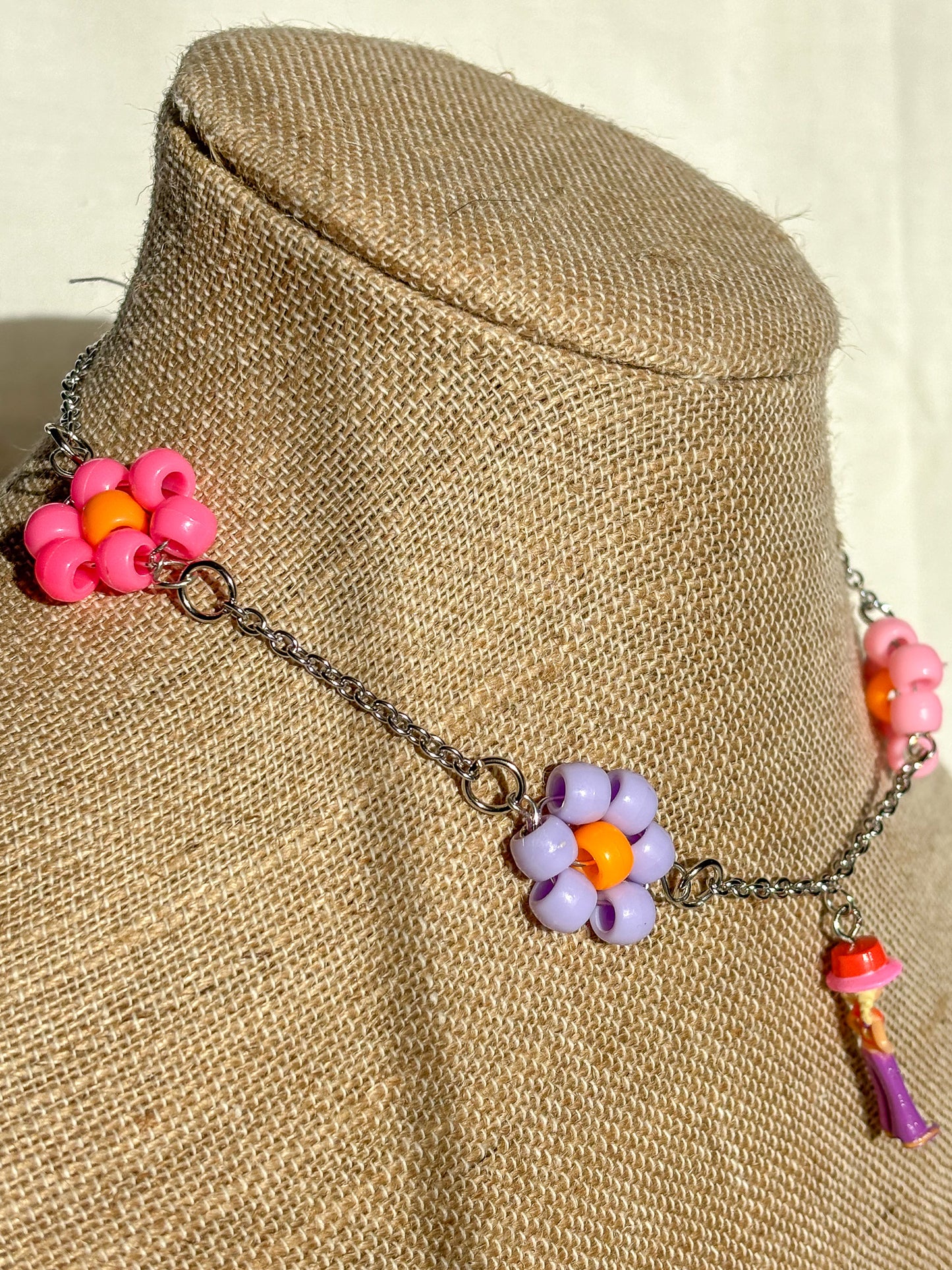 Y2K Polly Pocket Flower Beaded Necklace