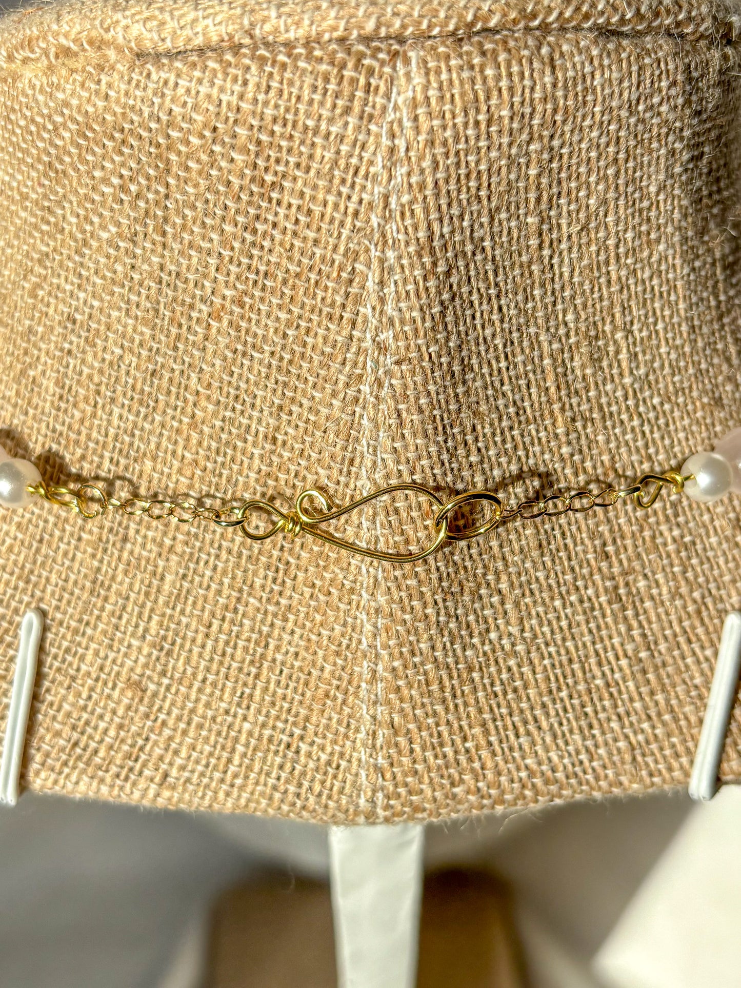 Gold or Silver Rose Quartz Pearl Heart Beaded Necklace