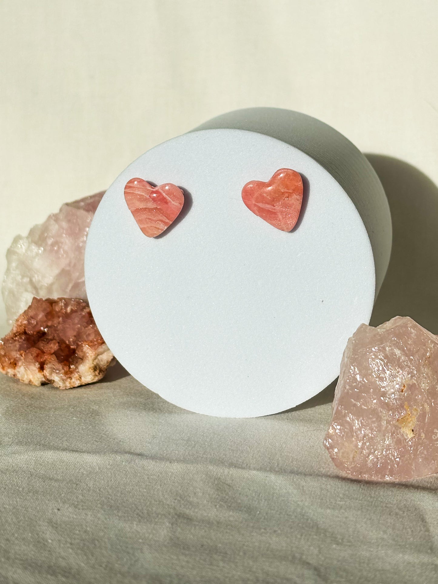 Swirled Pink Heart Clay Stud Earrings