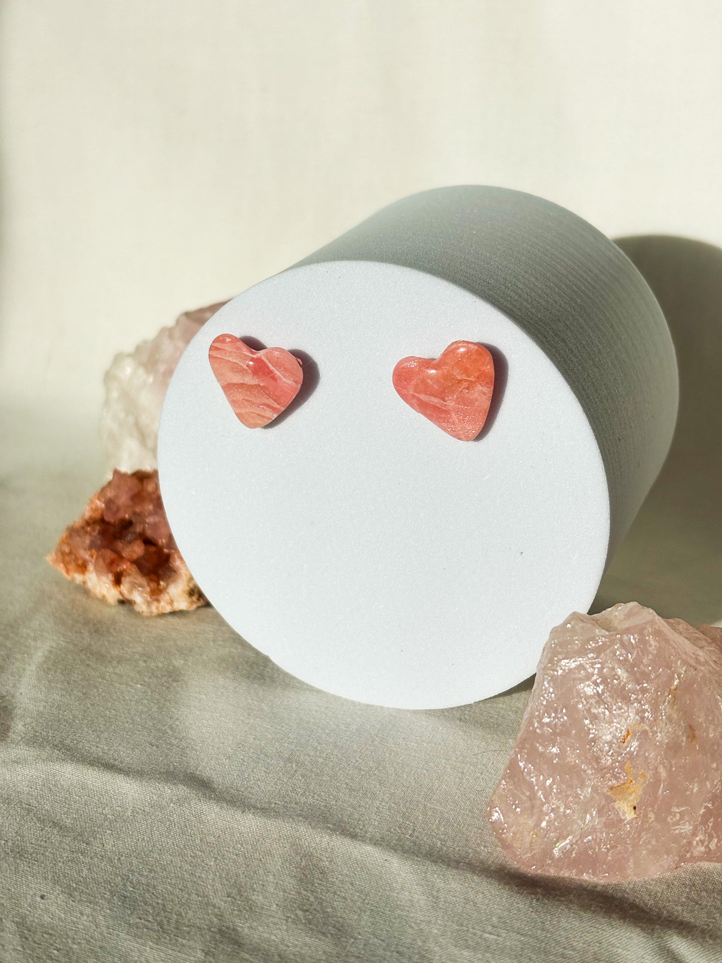 Swirled Pink Heart Clay Stud Earrings