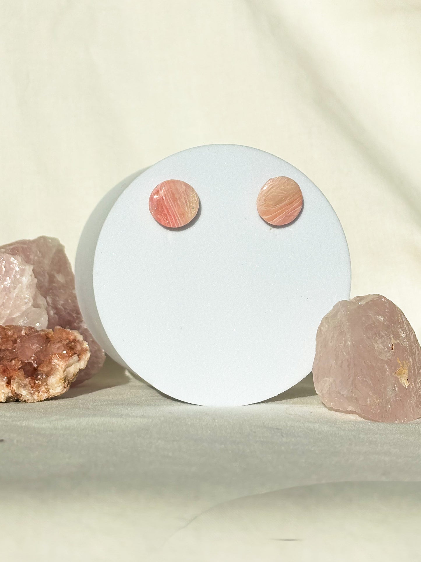Swirled Pink Clay Stud Earrings