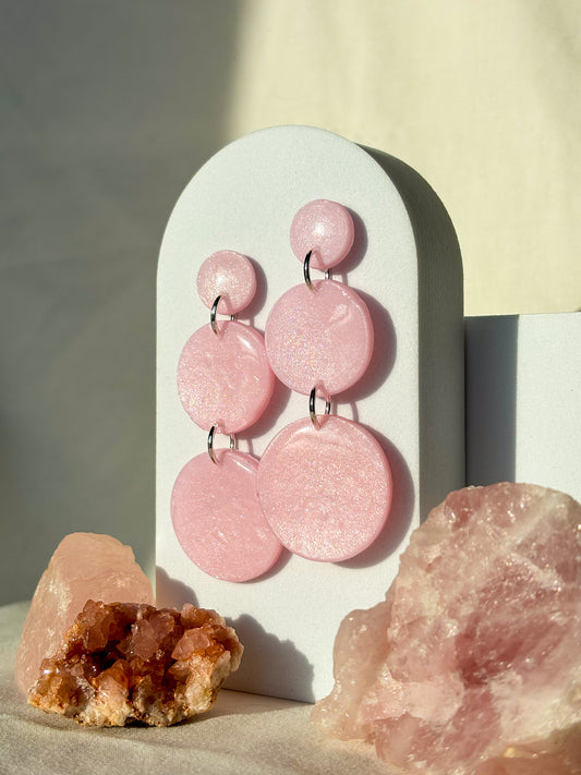 Shimmer Stacked Circle Dangle Clay Studs Earrings