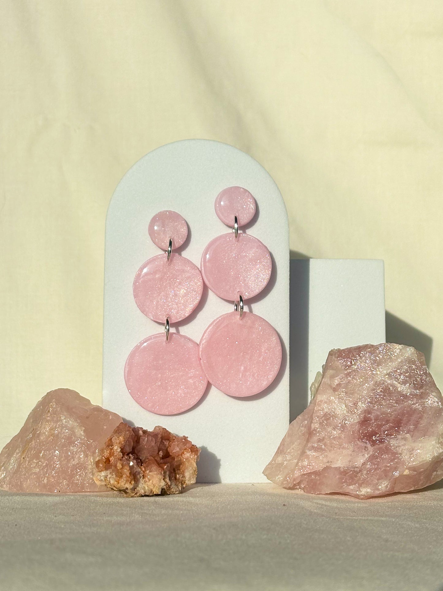 Shimmer Stacked Circle Dangle Clay Studs Earrings