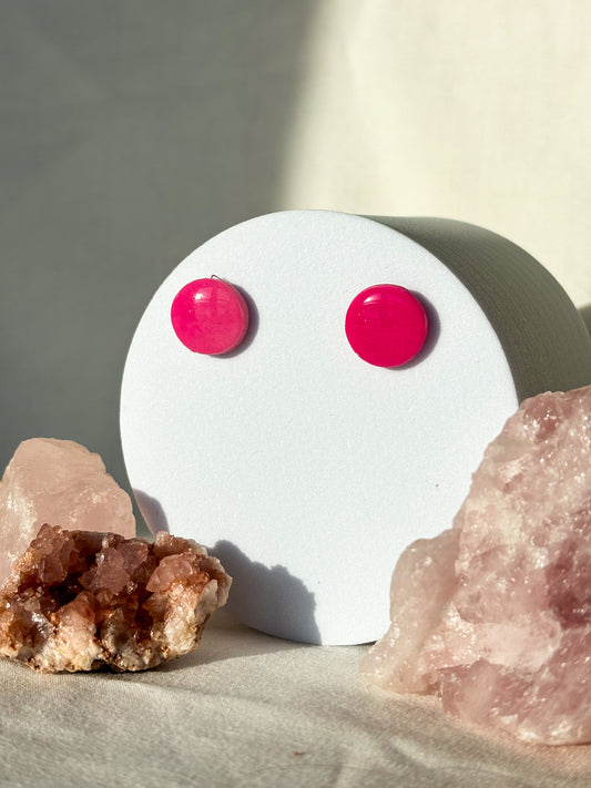 Glow In The Dark Hot Pink Clay Stud Earrings