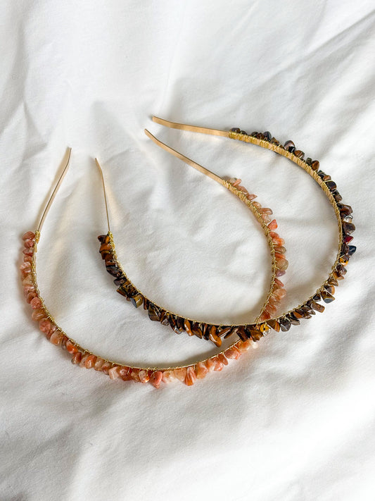 Gold Crystal Headband Tiger's Eye Carnelian