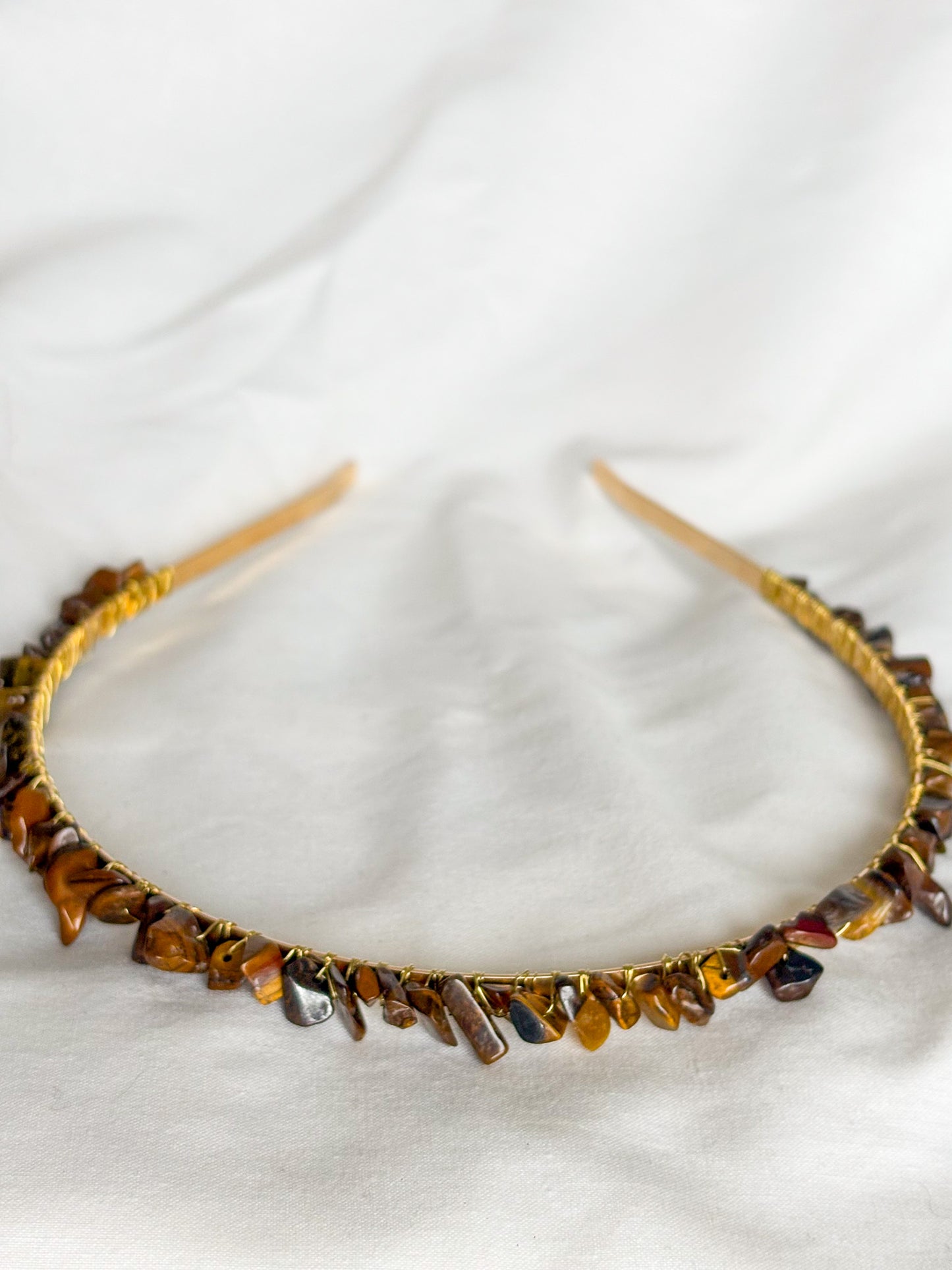Gold Crystal Headband Tiger's Eye Carnelian