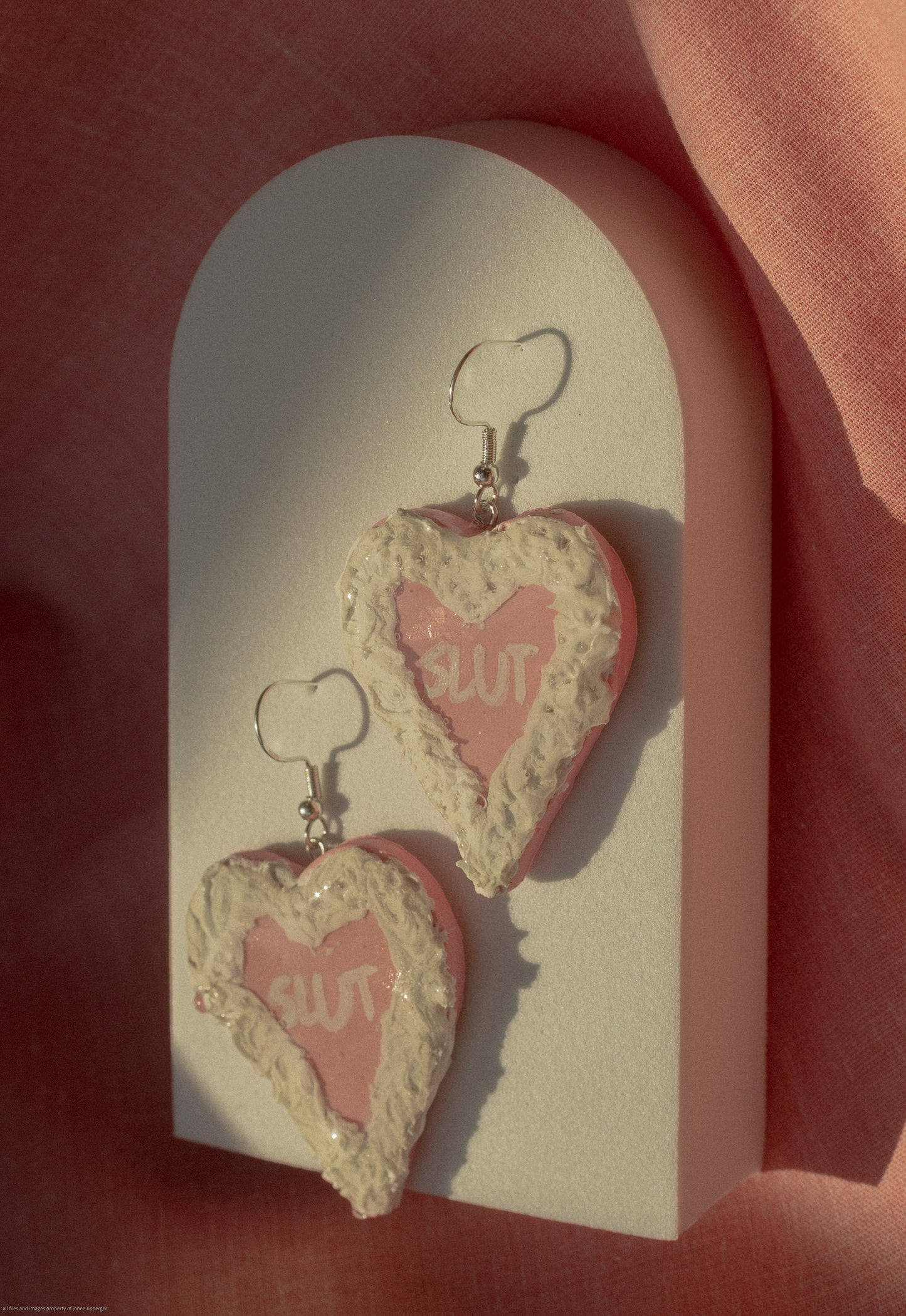 Slut Cake Heart Clay Earrings