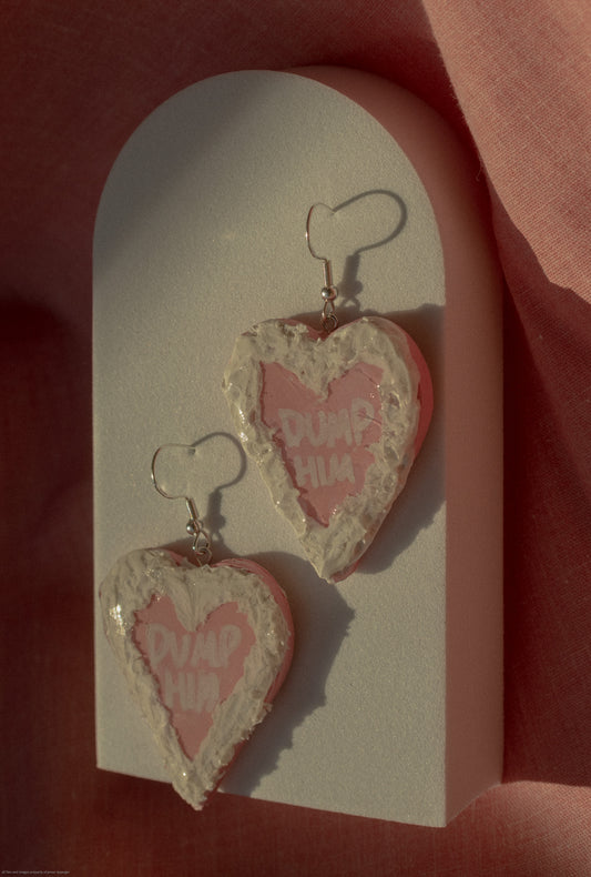 Dump Him Cake Heart Earrings