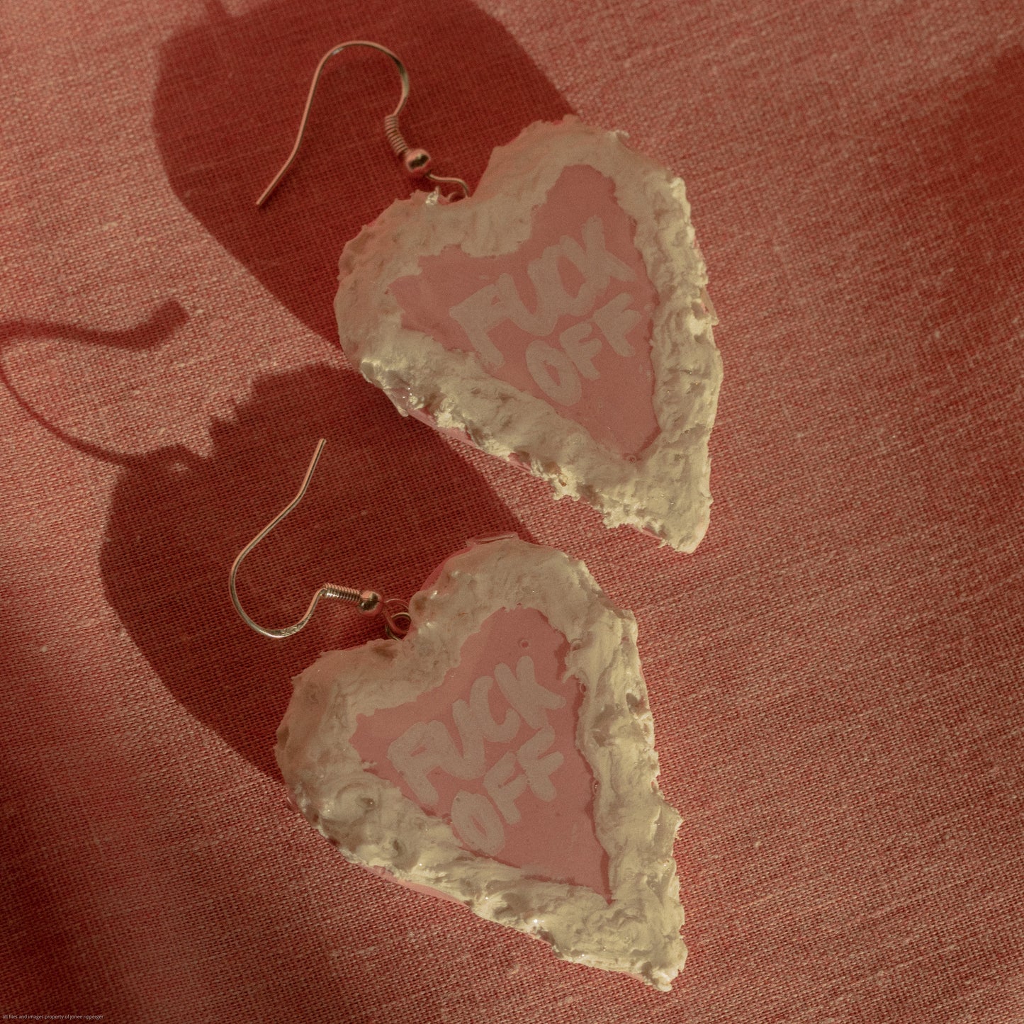 Fuck Off Cake Heart Clay Earrings