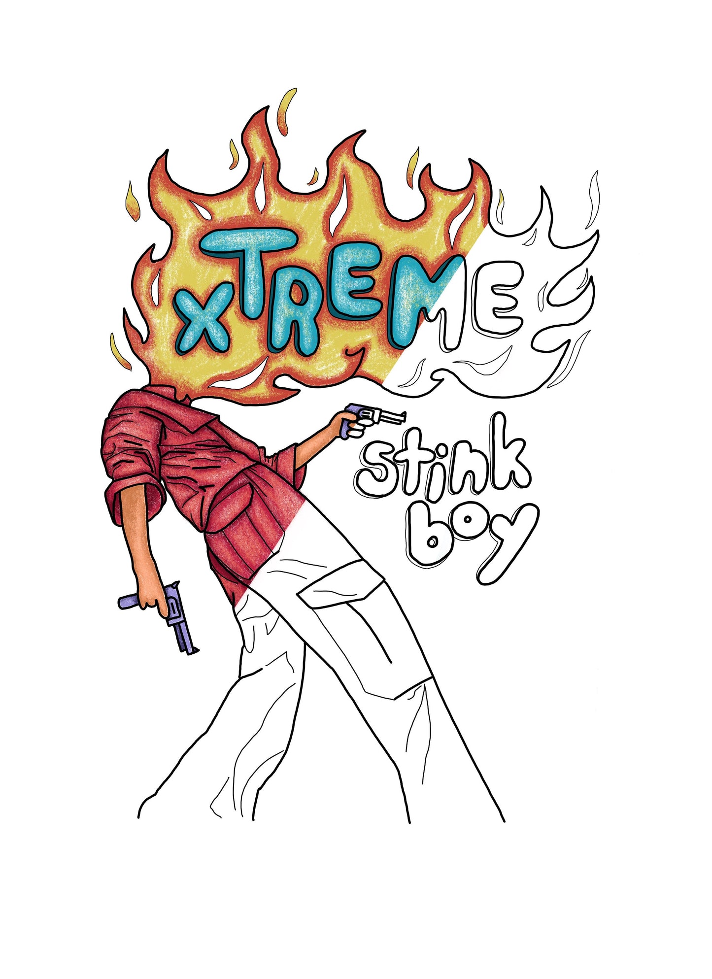 Adult Coloring Book Page Stink Boy Original Artwork