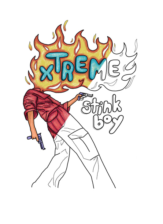 Adult Coloring Book Page Stink Boy Original Artwork