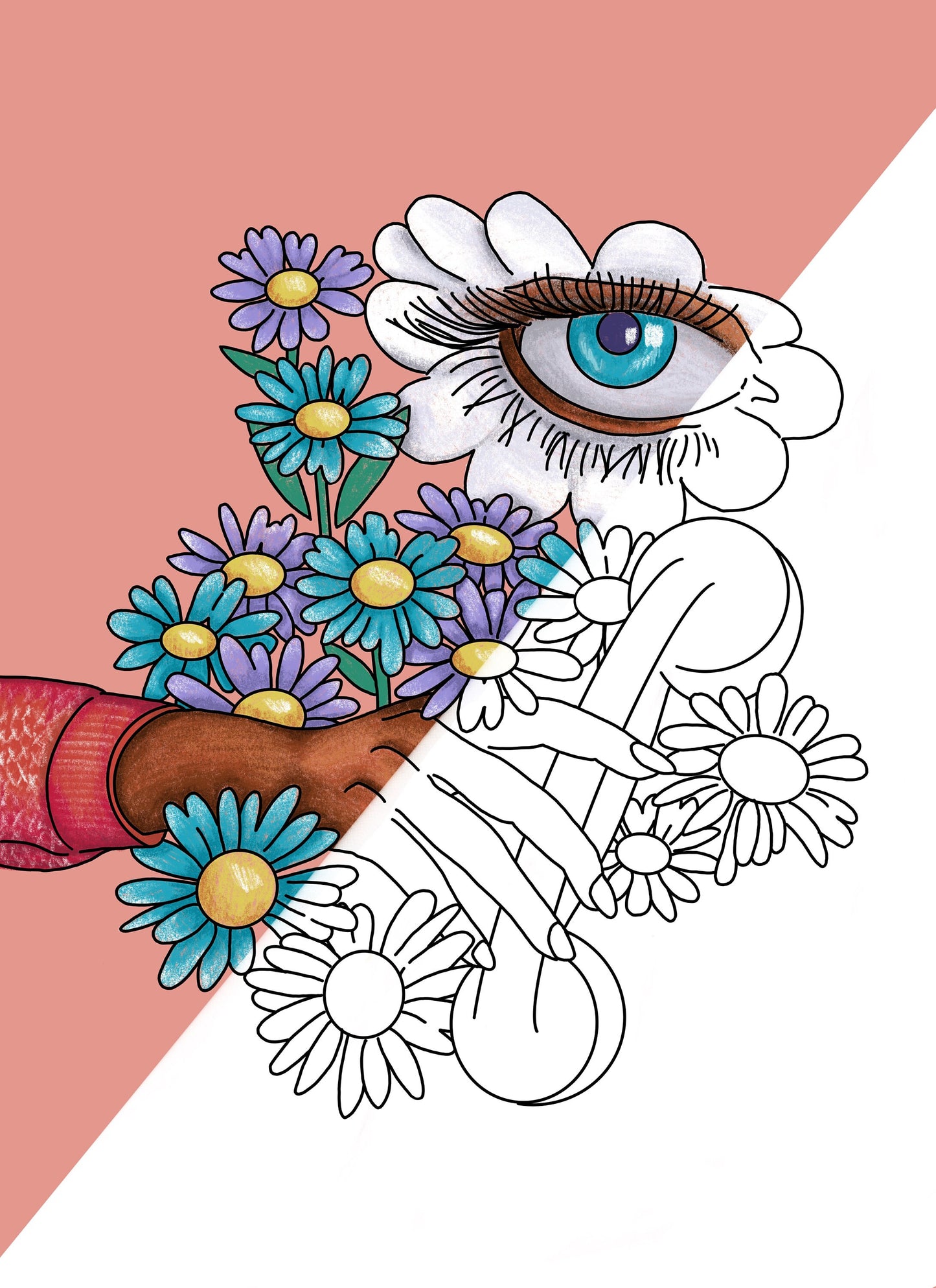 Adult Coloring Book Page Eye Phone Original Artwork