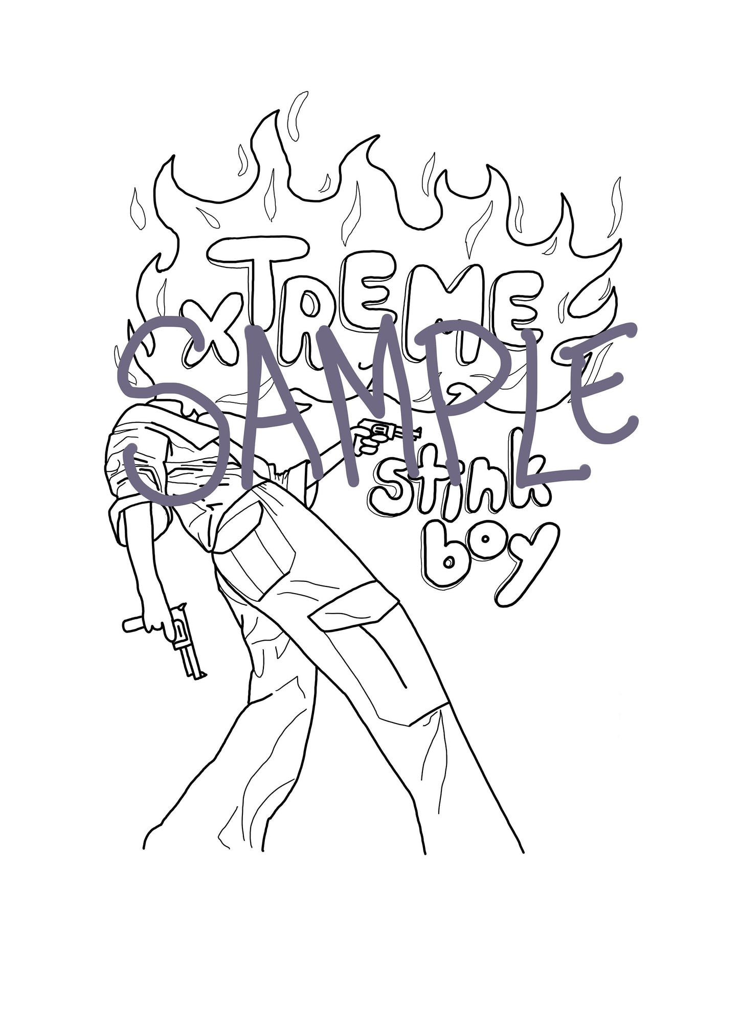 Adult Coloring Book Page Stink Boy Original Artwork