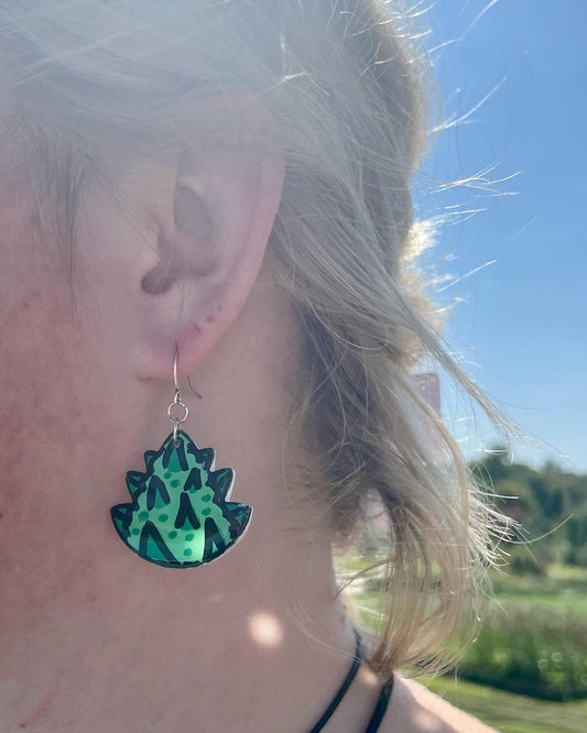 Weed Bud Hand-Painted Polymer Clay Earrings