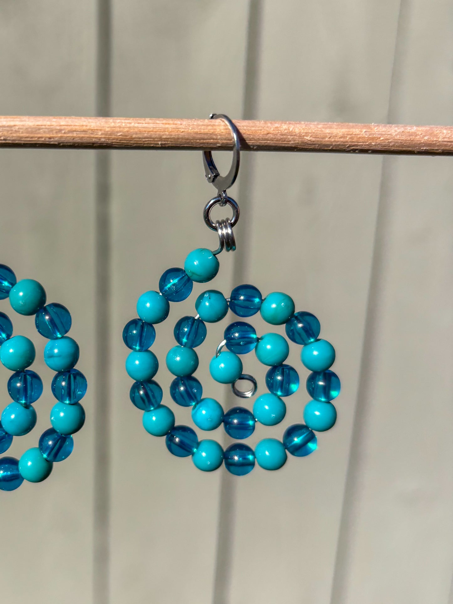 Blue Plastic Swirl Earrings