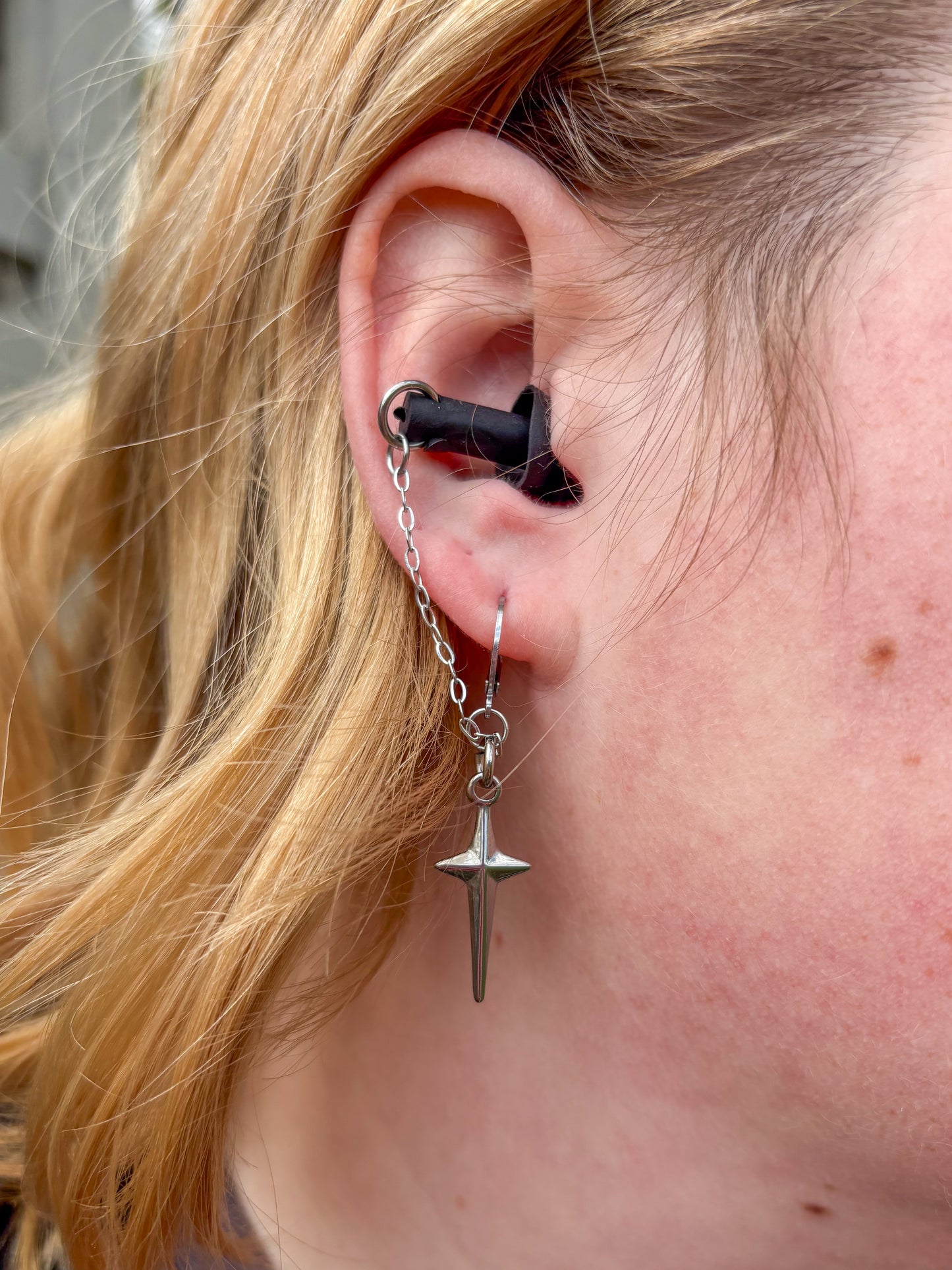 Silver Sparkle Earplug Earrings