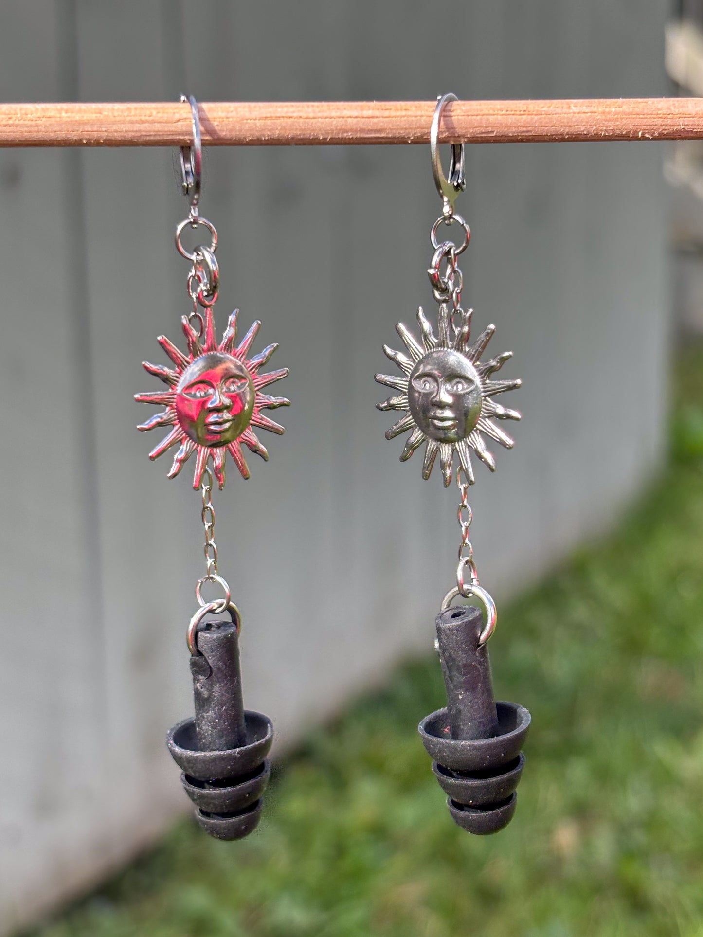 Silver Sun Earplug Earrings
