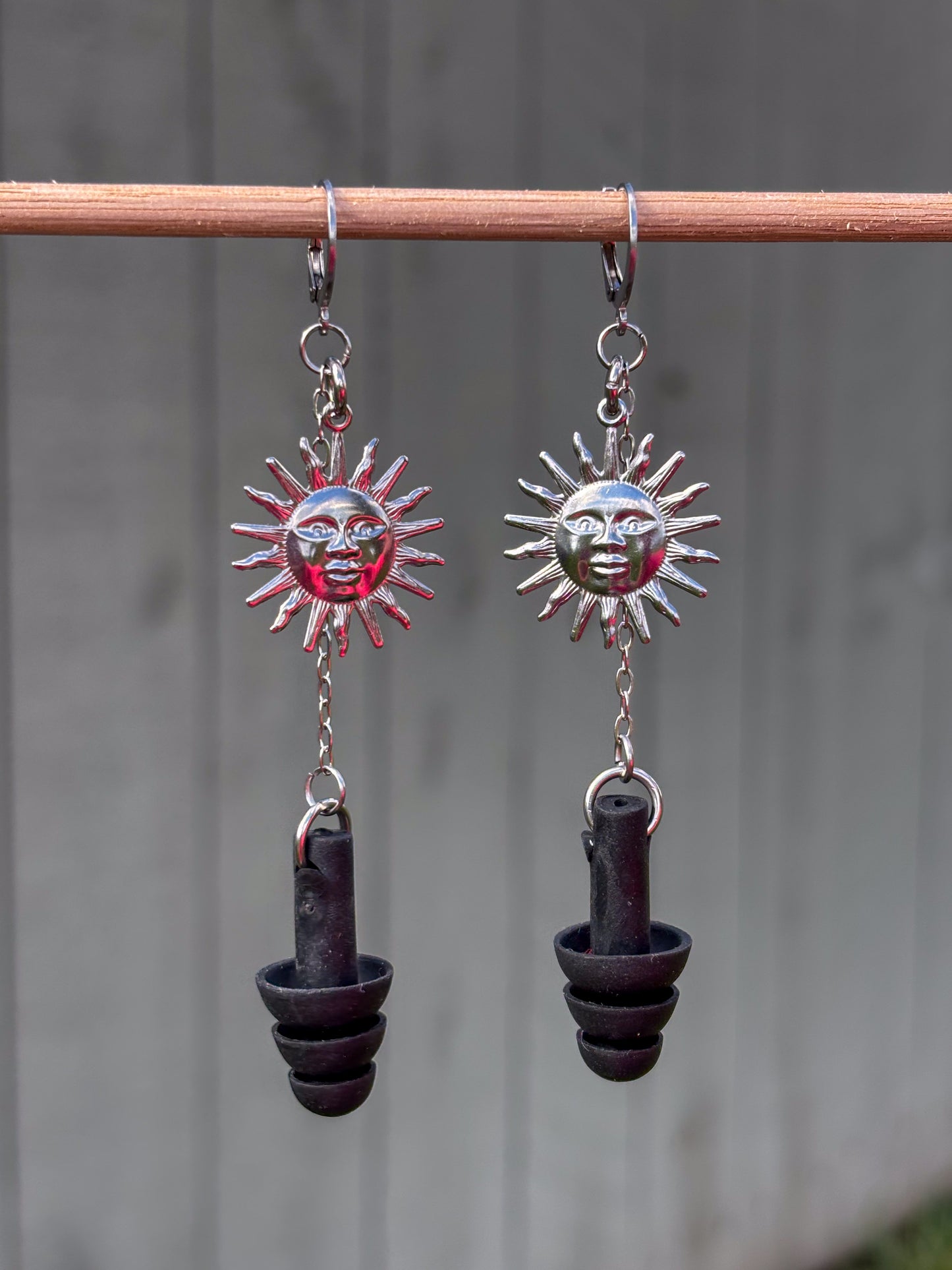 Silver Sun Earplug Earrings