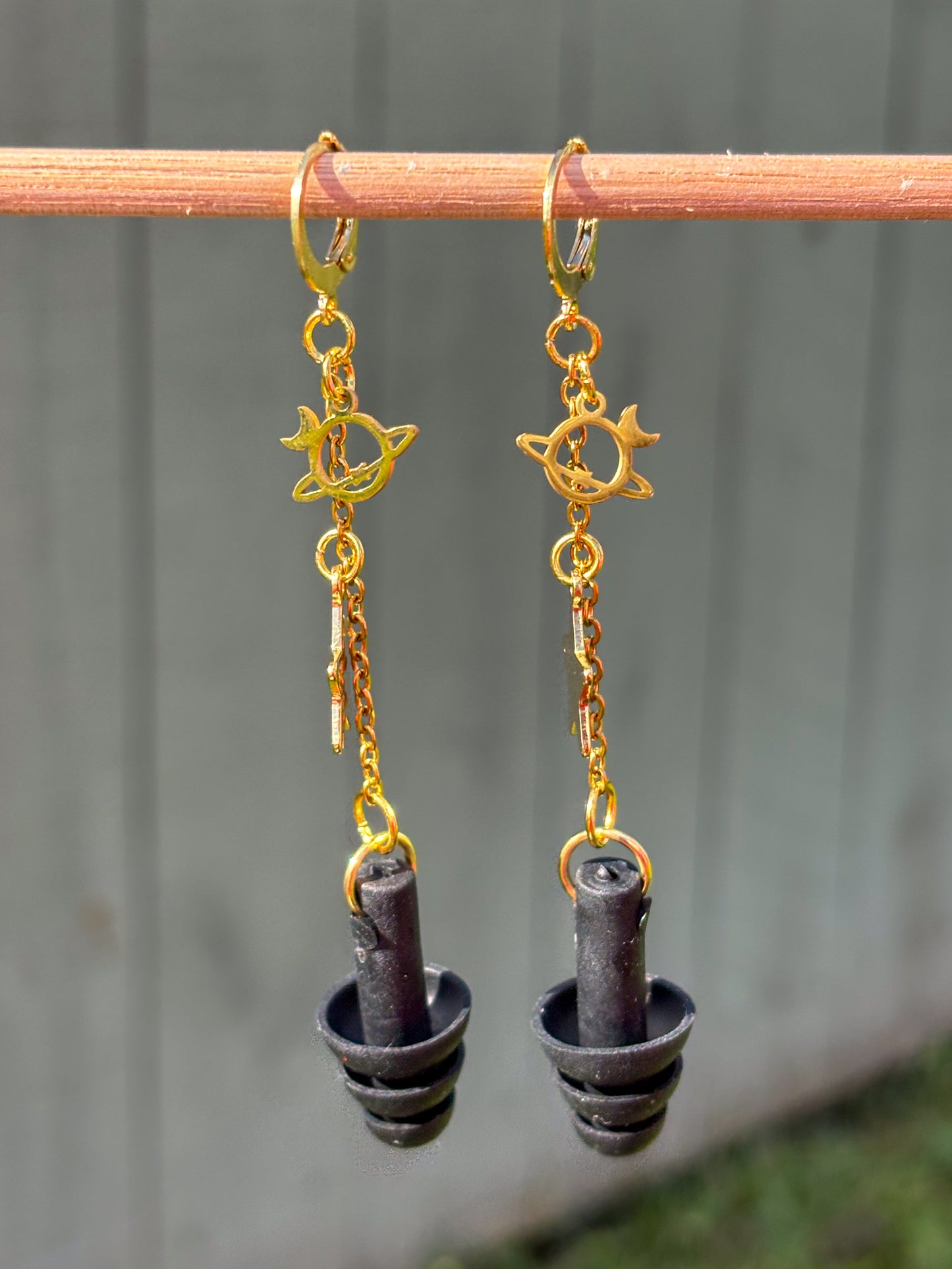 Gold Star Planet Earplug Earrings