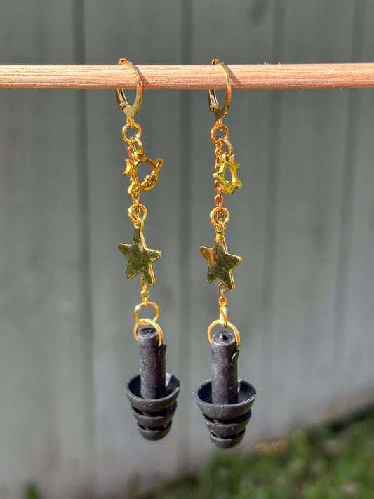 Gold Star Planet Earplug Earrings