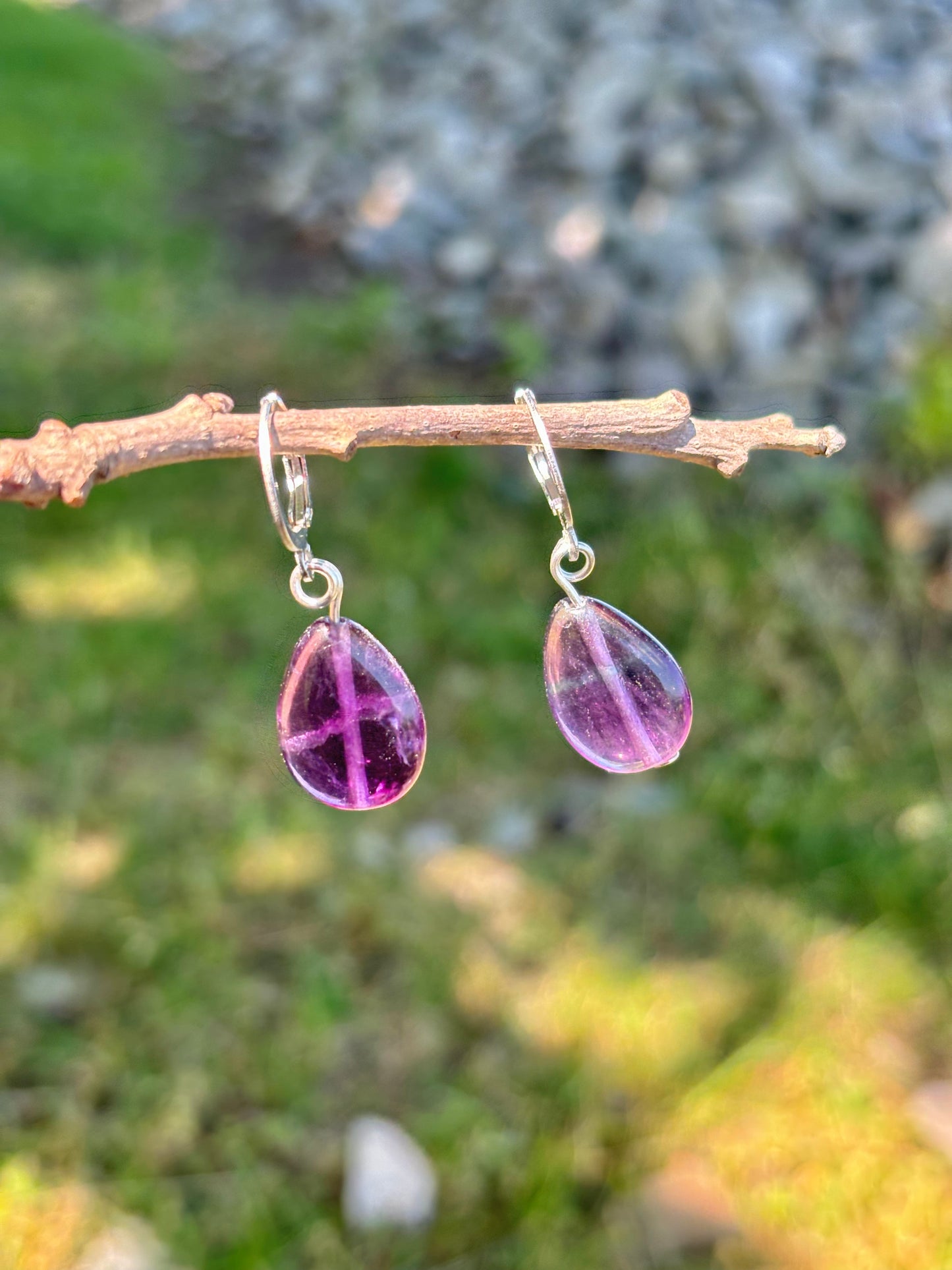 Fluorite Crystal Little Dangle Earrings