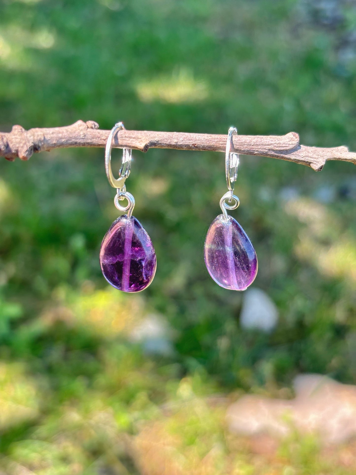 Fluorite Crystal Little Dangle Earrings