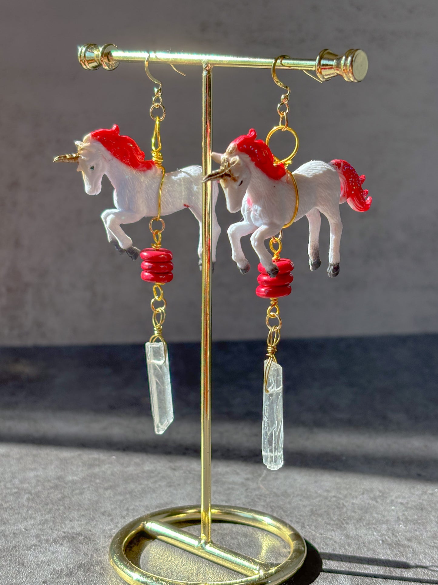 Red Jasper Quartz Unicorn Earrings