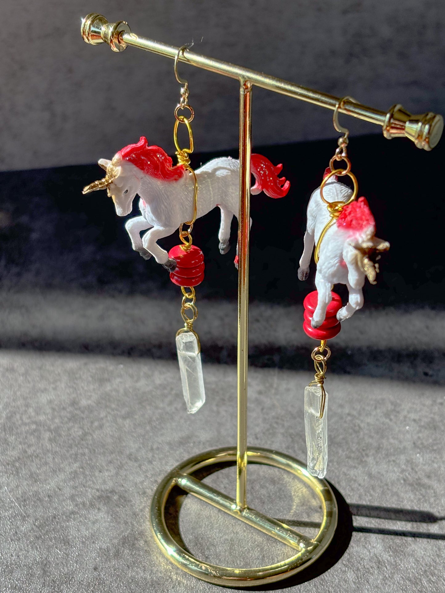 Red Jasper Quartz Unicorn Earrings