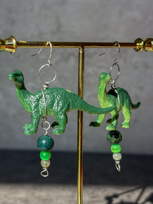 Iguanodon Dinosaur Crystal Earrings