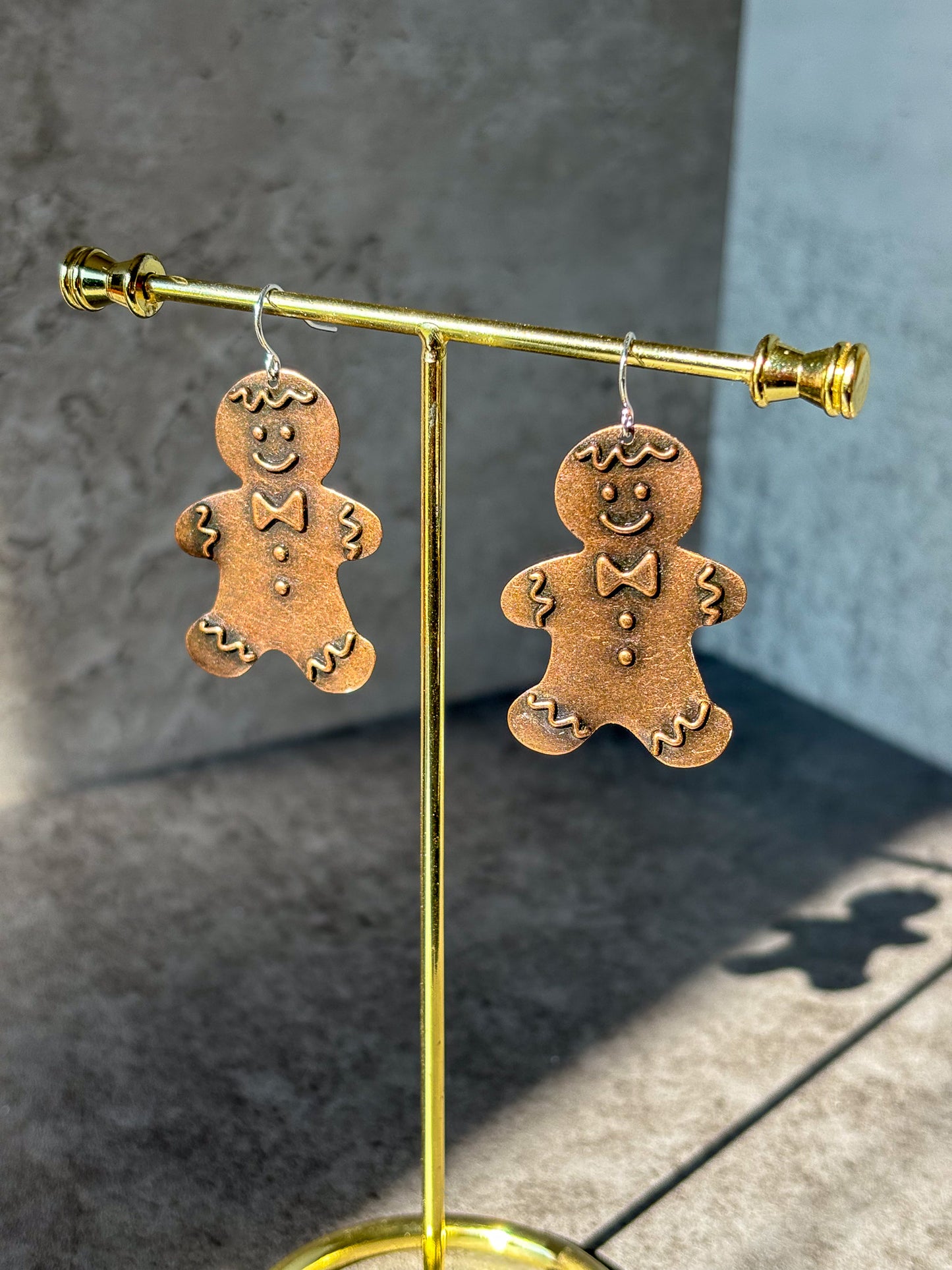 Gingerbread Man Bowtie Holiday Dangle Earrings