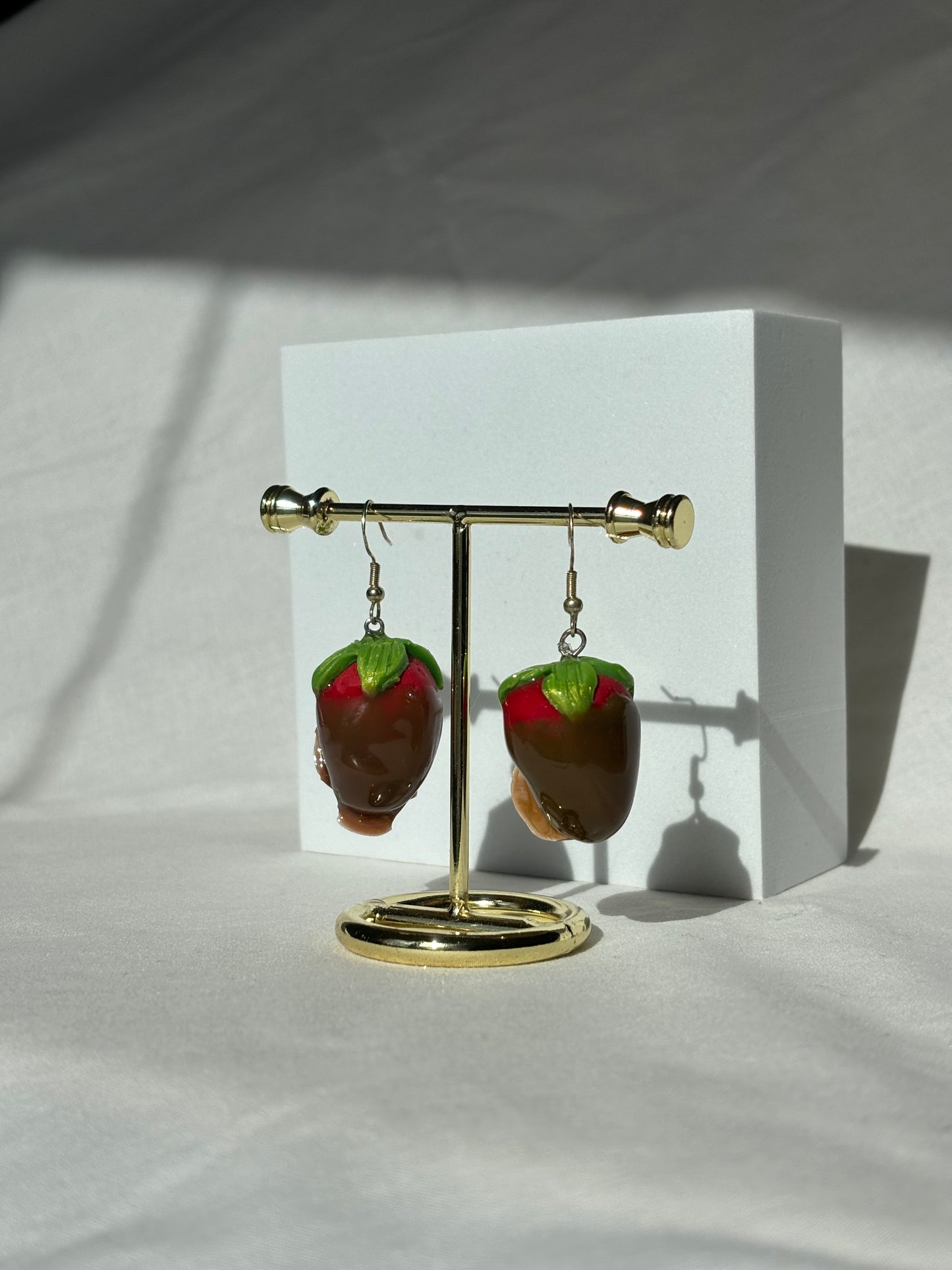 Chocolate Covered Strawberries Resin Polymer Clay Dangle Earrings