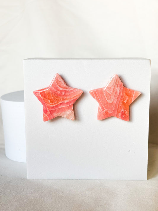 Swirl Pink Star Clay Stud Earrings