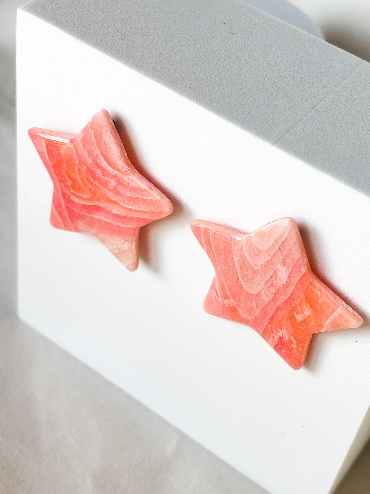 Swirl Pink Star Clay Stud Earrings