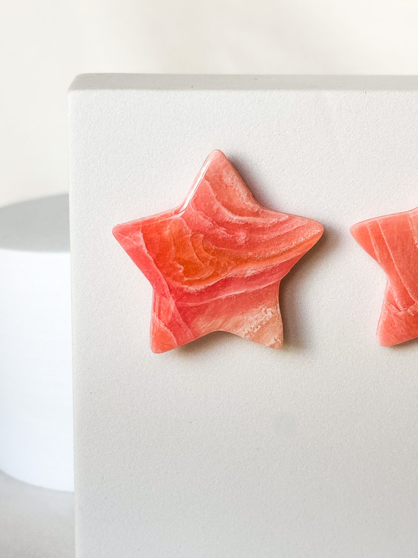Swirl Pink Star Clay Stud Earrings