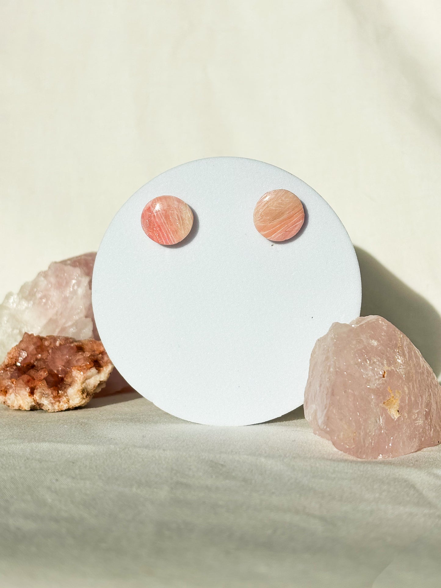 Swirled Pink Clay Stud Earrings