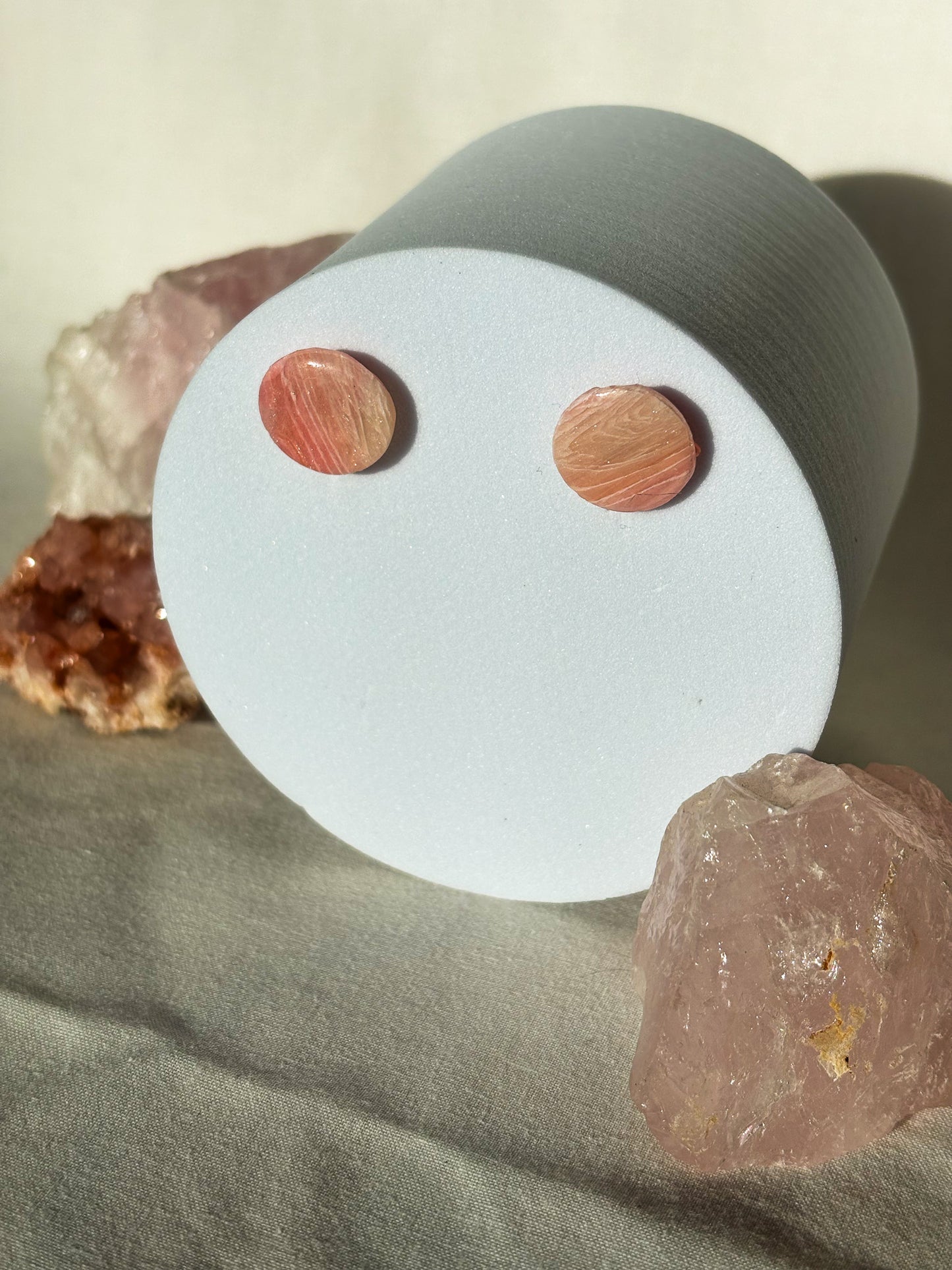 Swirled Pink Clay Stud Earrings