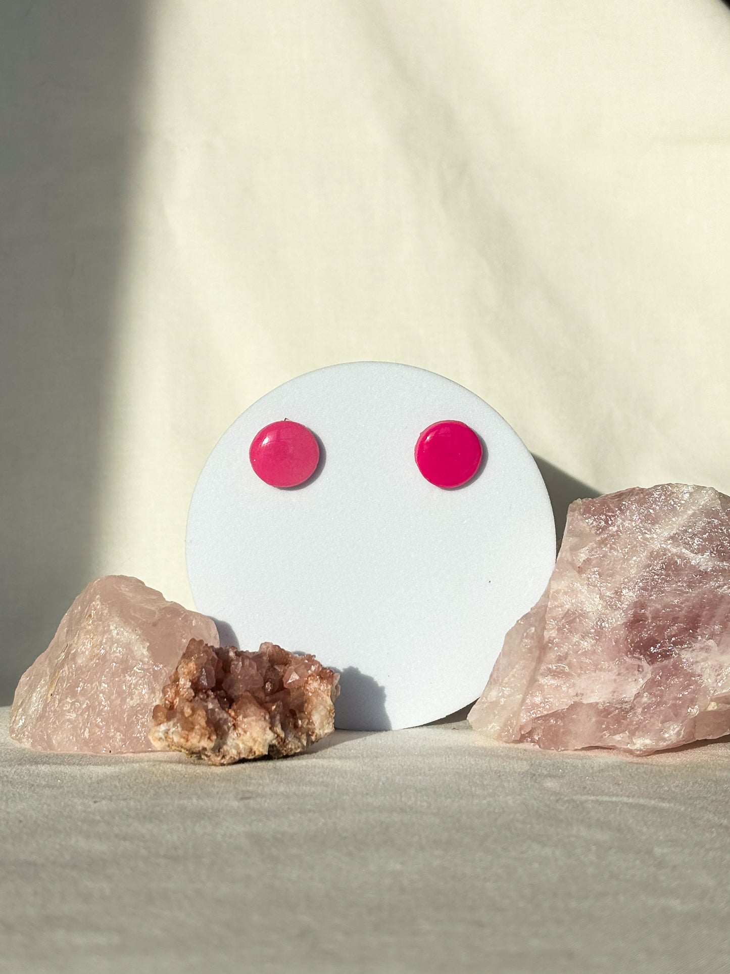 Glow In The Dark Hot Pink Clay Stud Earrings