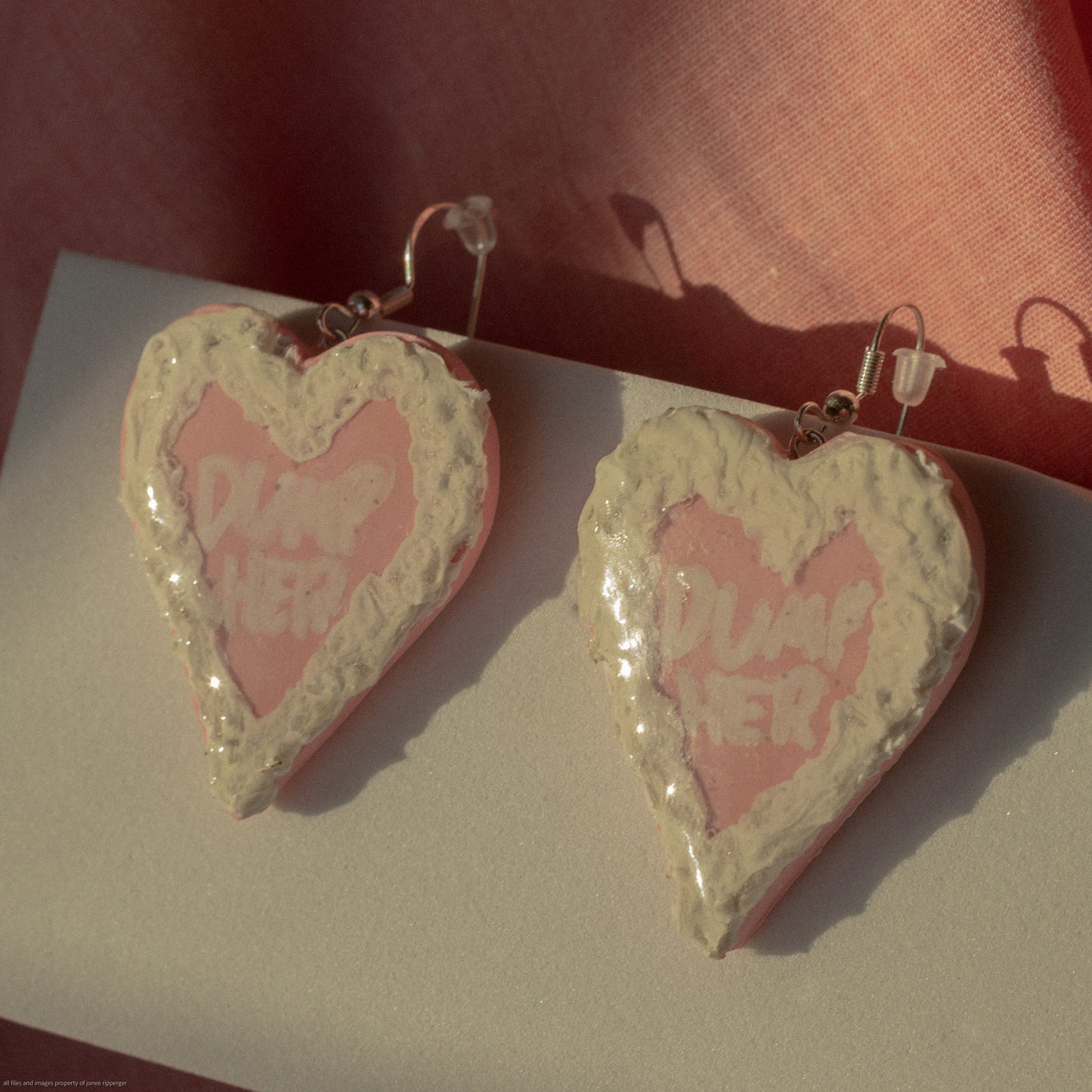 Dump Her Cake Heart Clay Earrings