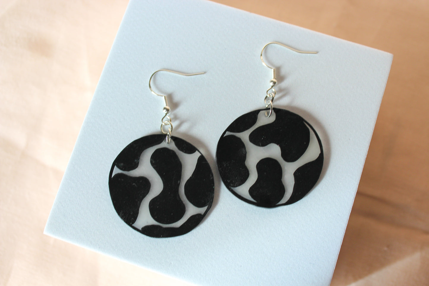 Cow Pattern Hand Drawn Shrink Plastic Earrings