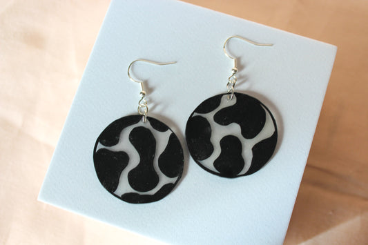 Cow Pattern Hand Drawn Shrink Plastic Earrings