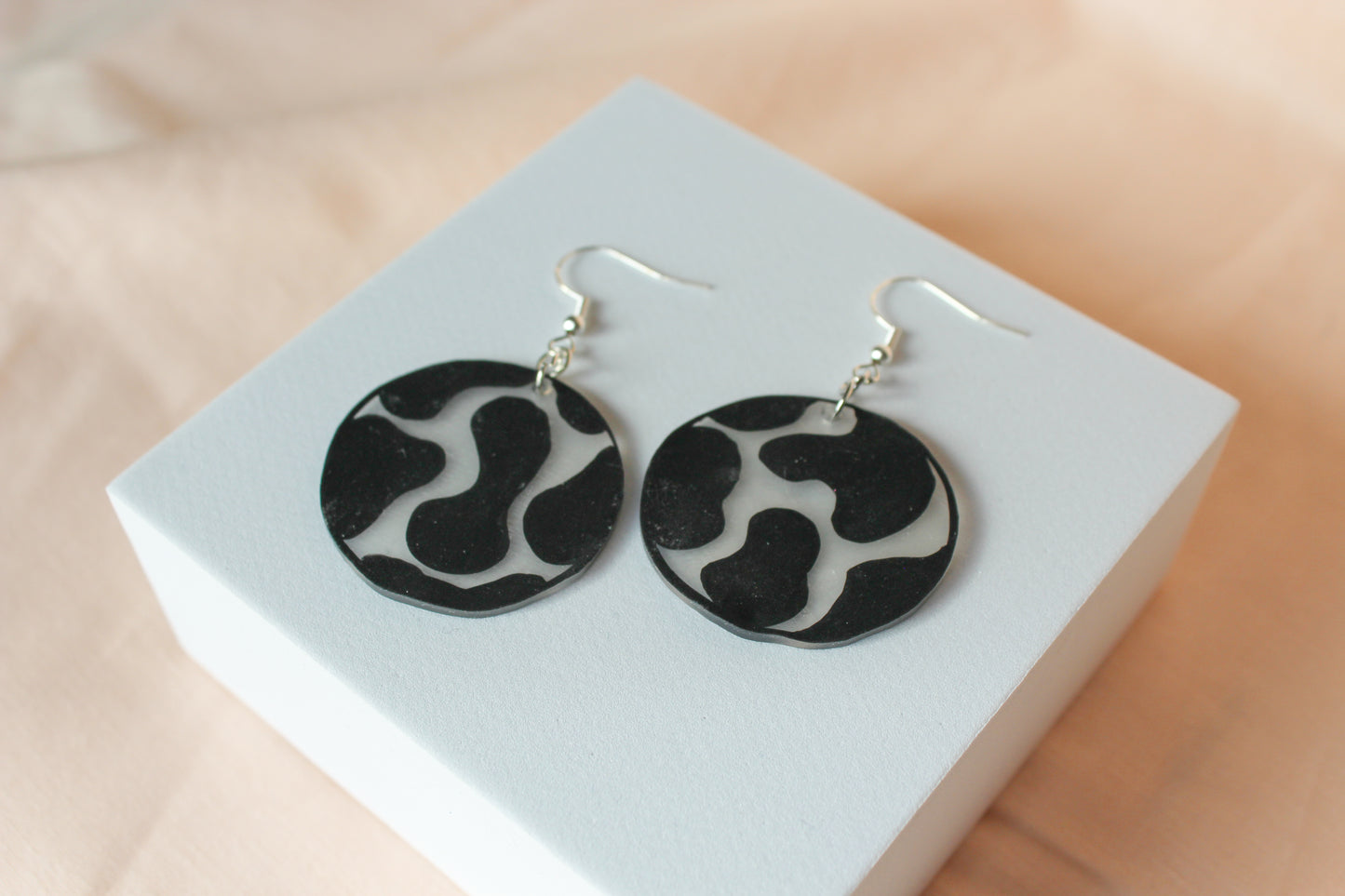 Cow Pattern Hand Drawn Shrink Plastic Earrings